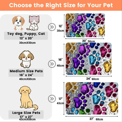 Quick-Drying Absorbent Pet Feeding Mat for Dogs and Cats, Non-Slip Rubber Bottom, Dark Polyester Surface for Indoor Use